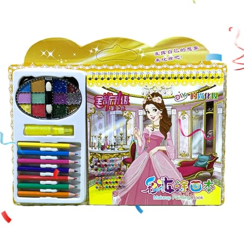 Spielzeug-Make-up-Set, Make-up-Spiele für Mädchen - Papier-Prinzessin-Make-up-Malbuch - Kunsthandwerk-Aktivitätsset, Reisespiel, Make-up-Malerei-Set für Kinder und Mädchen von Generisch