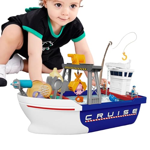 Spielzeug für Fischerboote – Spielzeug für die Küchenspüle | Lustiges Angelspiel, Brettspiel, Boot | Rollenspiel-Waschbecken für Kinder mit fließendem Wasser im Boot für Kinder, und Mädchen, 46 von Generisch