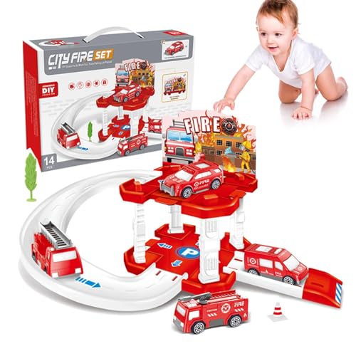 Spielzeugautobahn,Spielzeugrennbahn | Spielzeugauto-Schienenset Schienenspielzeug,Rennbahn-Lernspielzeug, städtisches Parkplatzbahn-Spielset, Lernspiele, Autospielzeug für Kinder ab 3 Jahren von Generisch