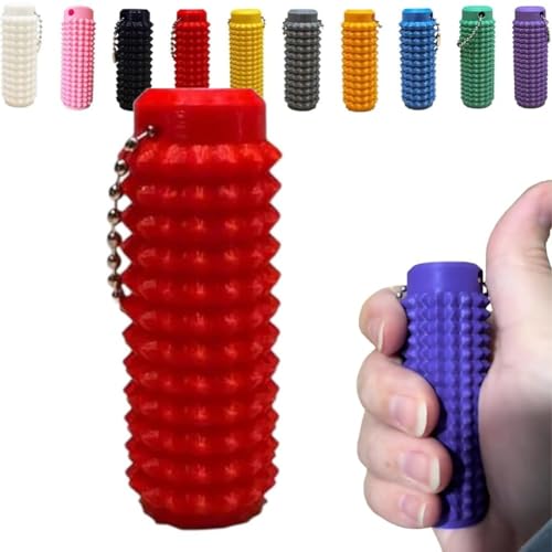 Spiky Grippie Stim Keychain, Spiky Fidget Roller Rotation Keychain, Pocket Mini Fidget Toy, Stress Toy, Venting Key Anhänger für Angst Relief Positive (#07) von Generisch