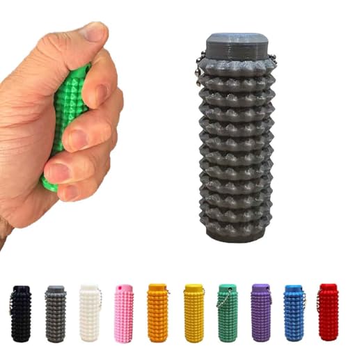 Spiky-Schlüsselanhänger,Harter stacheliger Massage-Schlüsselanhänge,Tragbarer Mini Roller Massage Schlüsselanhänger,Tragbarer Spiky Roller Squeeze Toy Schlüsselanhänger (grau) von Generisch