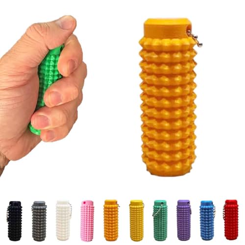 Spiky-Schlüsselanhänger,Harter stacheliger Massage-Schlüsselanhänge,Tragbarer Mini Roller Massage Schlüsselanhänger,Tragbarer Spiky Roller Squeeze Toy Schlüsselanhänger (orange Farbe) von Generisch