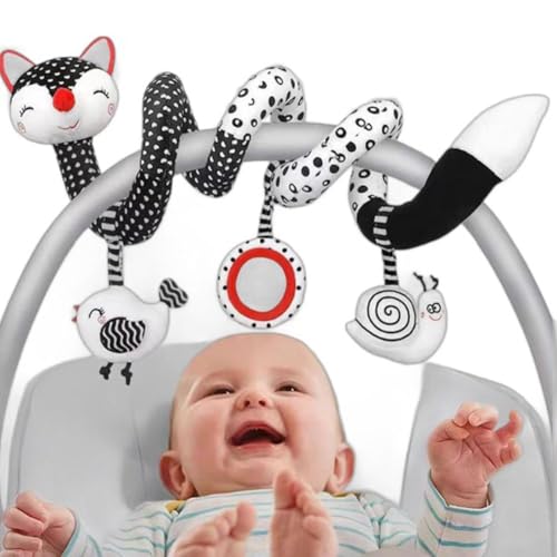 Spiral Autositz Spielzeug, Baby Krippe Spielzeug, Spiral Wurm und Fuchs Baby Autositz Spielzeug mit Klingelglocke, Hängender Baby Kinderwagen Spielzeug, Entwicklungs-Babyspielzeug für 0-36 Monate Baby von Generisch