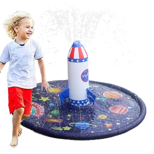 Splash Pad, aufblasbares Splash Pad | Aufblasbares Outdoor-Spritzschutzpad,Summer Water Toys Raketenschiff Kinder-Wassersprinkler, aufblasbarer Gartensprinkler für Hinterhofspiele, Themenpartys von Generisch