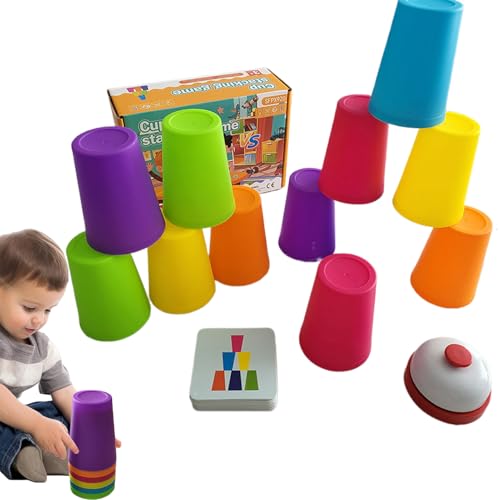 Sport Stapelbecher, Tassenstapelset Kids, Quick Stacks Cups Kinder und Erwachsene, Mit 12 Speed Cups,50 Karten & 1 Klingel Anrufen, Lustige Interaktive Stapelbare Nistbecher für Challenge-Wettbewerb Sport Stapelbecher, Tassenstapelset Kids, Quick Stacks Cups Kinder und Erwachsene, Mit 12 Speed Cups,50 Karten & 1 Klingel Anrufen, Lustige Interaktive Stapelbare Nistbecher für Challenge-Wettbewerb von Generisch