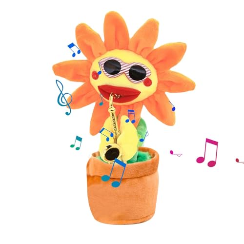 Sprechende Sonnenblume | Tanzendes Sonnenblumenspielzeug | Singende Sonnenblume Leuchtendes | Sich Wiederholendes Saxophon-Plüschspielzeug | Lustiges Geschenk Zum Singen Und Tanzen Mit 200 Liedern von Generisch