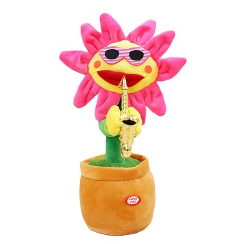 Sprechende Sonnenblume | Tanzendes Sonnenblumenspielzeug | Singende Sonnenblume Leuchtendes | Sich Wiederholendes Saxophon-Plüschspielzeug | Lustiges Geschenk Zum Singen Und Tanzen Mit 200 Liedern von Generisch