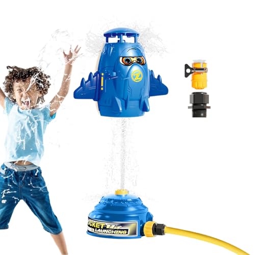 Sprinkler -Raketen im Freien Wasserspielzeug, Raketensprinkler für Kinder, Raketenform 360 ° rotierende niedliche Sprinkler für Hof, Water Toys Games Outdoor Play für Mädchen im Alter von 4-8 Hinterho von Generisch