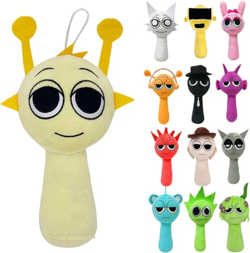 Sprunki Plush, Sprunki Plüschtier Geschenke für Fans, Sprunki Plüschtiere, Sprunki Game Plush Toys, Sprunki Plüschspielzeug, Sprunki Plush Figuren Doll, Sprunki Kuscheltie (Bronze) von Generisch