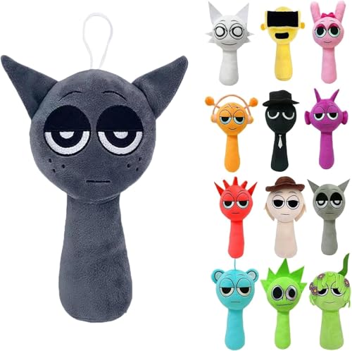 Sprunki Plush, Sprunki Plüschtier Geschenke für Fans, Sprunki Plüschtiere, Sprunki Game Plush Toys, Sprunki Plüschspielzeug, Sprunki Plush Figuren Doll, Sprunki Kuscheltie (Dunkelgrau) von Generisch