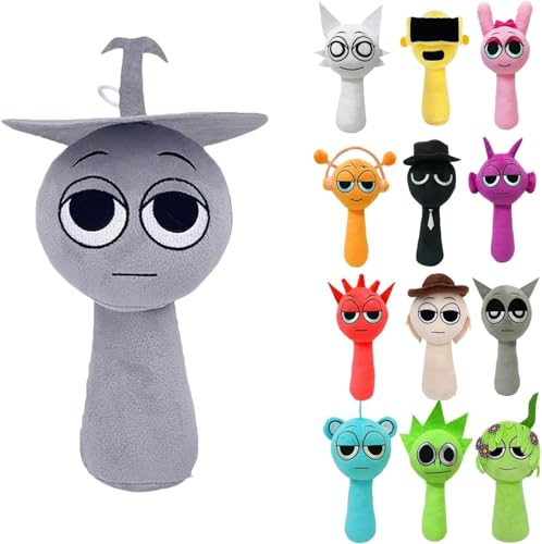 Sprunki Plush, Sprunki Plüschtier Geschenke für Fans, Sprunki Plüschtiere, Sprunki Game Plush Toys, Sprunki Plüschspielzeug, Sprunki Plush Figuren Doll, Sprunki Kuscheltie (Grau) von Generisch