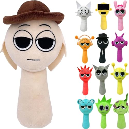 Sprunki Plush, Sprunki Plüschtier Geschenke für Fans, Sprunki Plüschtiere, Sprunki Game Plush Toys, Sprunki Plüschspielzeug, Sprunki Plush Figuren Doll, Sprunki Kuscheltie (Hellgrau) von Generisch