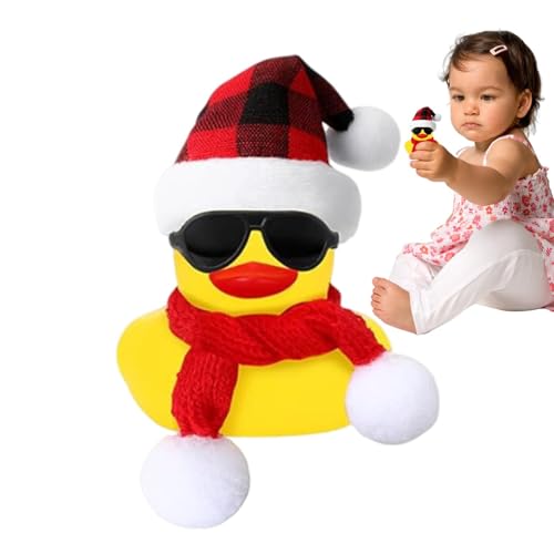 Squeeze Rubber Duck,Weihnachts-Gummi-Ente-Spielzeug | Auto-Armaturenbrett-Entendekorationen mit Sonnenbrille, Schal, Mützen,Gummi-Enten-Auto-Ornamente, Auto-Armaturenbrett-Enten-Dekorationen für Zuhau von Generisch