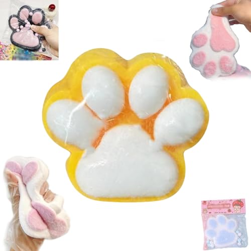 Squishy Katzenpfote Groß, Cat Squishy Quetschspielzeug, Katzenpfoten, Handgefertigtes Squishy-Katzenpfoten-Quetschspielzeug, Riesiges Squishy-Spielzeug zum Stressabbau (Yellow) von Generisch