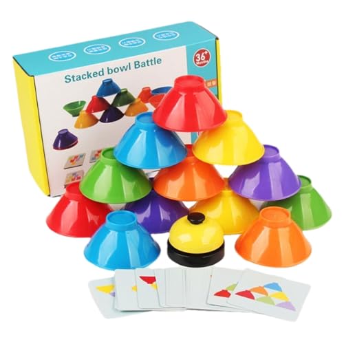 Stapelbares Schüsselspielzeug,Stapelspielzeug für Kinder - Regenbogen-Stapelspielzeug | 6 Stapelschalen mit Glocke, 25 Karten, Stapelspielzeug, Puzzlespiel, Sinnesspielzeug für Mädchen und Kinder von Generisch