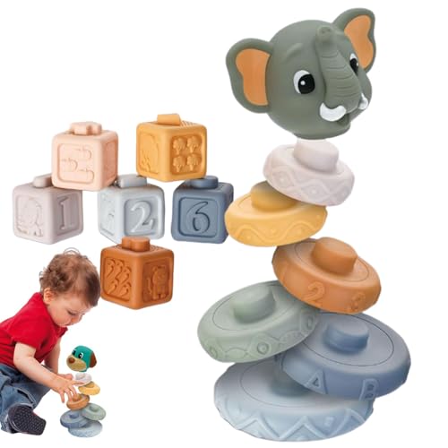 Stapelblöcke für Kinder, Balance Stacking Block Game - Bunte tiergeformte Sortierblöcke - Multifunktionaler Tabletop-Bauen-Spiele-Bildungslernboard für Kinder, Erwachsene, Erwachsene von Generisch