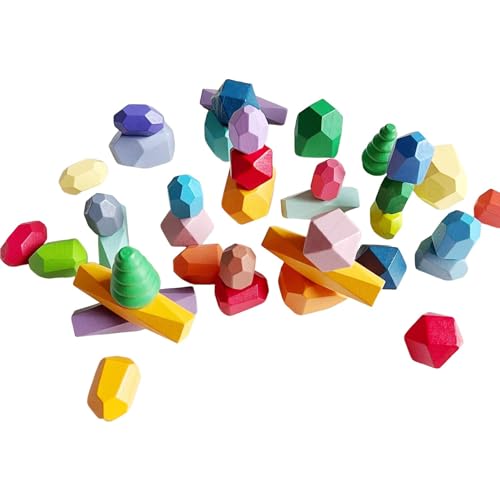 Stapelsteine ​​aus Holz,Stapelsteine ​​zum Sortieren | 38 Stück sensorische Kleinkindspielzeuge Lernspielzeuge,Stapeln balancierender polyedrischer Steine ​​für Geburtstage und Partys von Generisch
