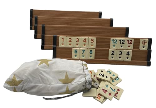 Star Game-Rummy, Romme, Okey Set, Reisespiel aus Holz (mittelgroß 36,0 x 9,0 x 7,0 cm) von Generisch