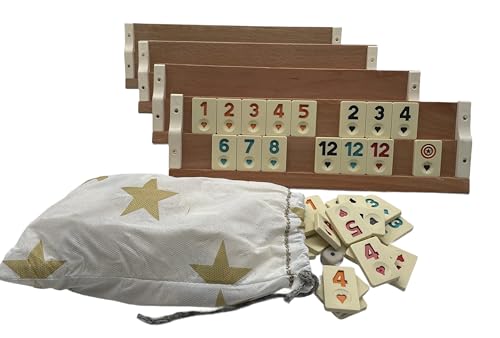 Star Game-Rummy, Rommé, Okey Set, Reisespiel aus massiv Holz (mittelgroß 32,0 x 8,0 x 6,5 cm) von Generisch