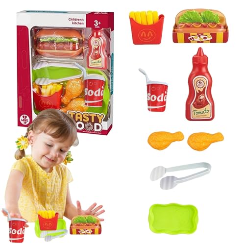 Stellen Sie Sich Fast Food vor,Fast Food Rollenspiel, Kochgeschirr Rollenspiel-Küchenspielzeug, Küchen-Rollenspielset, lustiges Küchenzubehör für Kinder für Ostern, Thanksgiving, Weihnachten von Generisch