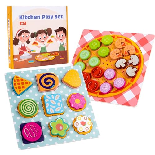 Stellen Sie Sich vor, Pizza-Spielzeug, Pizza-Spielspielzeug,Simulations-Essen-Spielset - Rollenspiel-Küchenzubehör, kognitives Kinderküchenzubehör, Lebensmittelspielzeug für , Kinder, Spaß von Generisch