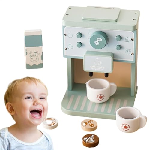 Stellen Sie Sich vor, Spielen Sie Kaffeemaschine, tun Sie Kaffeemaschine für Kinder | Hölzerne Kinder Kaffeemaschine Playset Toy - Bildungsspiel Kitchen -Accessoires geben vor von Generisch