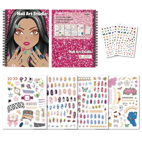 Sticker Aktivitätsbuch,Nagellack Malbuch | Fingernail Design Spielzeug Malaktivitäten Set für Kindergarten Zuhause Teenager Jugendliche Erwachsene Sticker Aktivitätsbuch,Nagellack Malbuch | Fingernail Design Spielzeug Malaktivitäten Set für Kindergarten Zuhause Teenager Jugendliche Erwachsene von Generisch