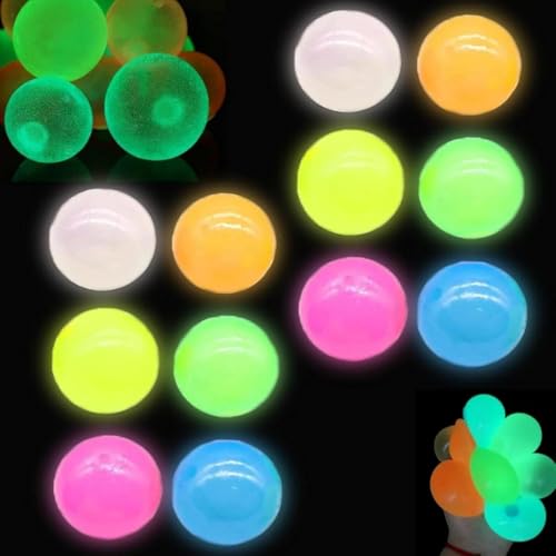 Sticky Balls 12 Stück | 4.5 cm Glorbs Fidget Ball | Leuchtender Sticky Ball zum Werfen An Die Decke | Squishy Squeeze Ball zum Stressabbau | Sensorisch Stressbälle Fidget Toys für Erwachsene Kinder von Generisch