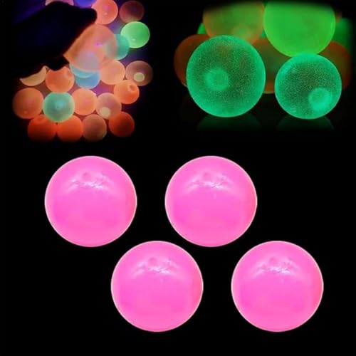 Sticky Balls | 4 Stück Glorbs Leuchtender Ball Fidget Toys | Sensorik Bälle zum Werfen An Die Decke zum Stressabbau | Squishy Leuchtball Spielzeug für Erwachsene und Kinder von Generisch