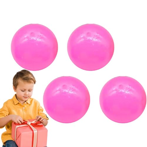 Sticky Balls - Set mit 4 kratzfreien Deckenkugeln | Elastischer im Dunkeln leuchtender klebriger Ball | Nachtstressball zum Kneifen, Drücken, Ziehen, Werfen und Hüpfen | Sticky Balls Ceiling Glow von Generisch