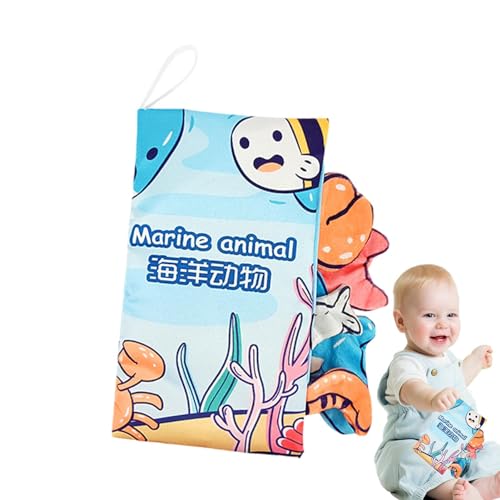 Stoffbücher für Babys, weiches sensorisches Buch für Babys, tragbare sensorische Bücher mit Sound, knisternde Stoffseiten für sensorisches Spielen von Generisch