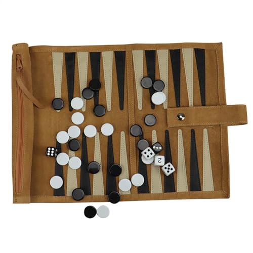 Strategie Brettspiel Set,Reise Backgammon Set,Neuartiges Schachbrett Set,Leder Backgammon Brettspiel,Schach Backgammon Brettspiel,Reise Backgammon Mit Ledertasche,Backgammon Bretter Für Erwachsene von Generisch