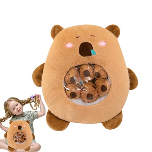 Stuffed Capybara Plush Toy, Capybara Pillow with Dolls, Animal Nap Cushion Doll, Cute Capybara Plush, Capybara Toy for Boys' Bedroom, Detachable Small Dolls Plush, Plush Animal Pillows for Kids von Generisch