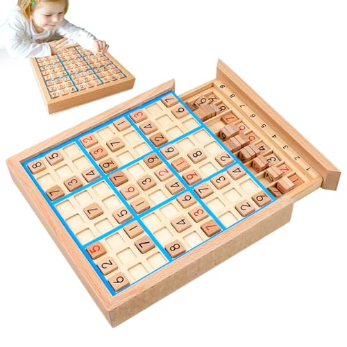 Sudoku Brettspiel Für Kinder, Hölzerne Sudoku Neun Quadrate Spiel Schach MitSchubladen, Puzzle Brettspiele Logische Gedankenspiele, Nummer Thinking Game Für Erwachsene Und Kinder von Generisch