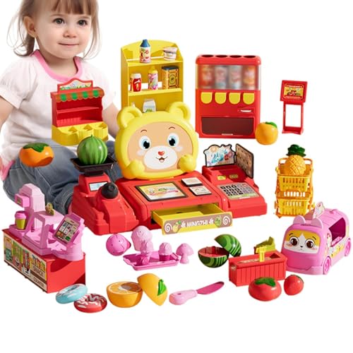 Supermarkt-Kassenspielzeug, Kinder spielen Kassierer, interaktive Registrierkasse, pädagogische Registrierkasse, Kinder-Einkaufsspielzeug, Spielgeldset, süßes Supermarkt-Kassenspielzeug für Kinder übe von Generisch