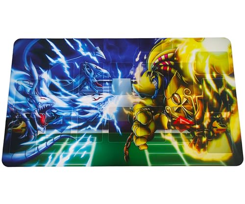 TCG Playmat (61 x 35 cm) Spielmatte für das Yu Gi Oh Kartenspiel | Blue-Eyes Ultimate Dragon vs Exodia (with Field Zones) von Generisch