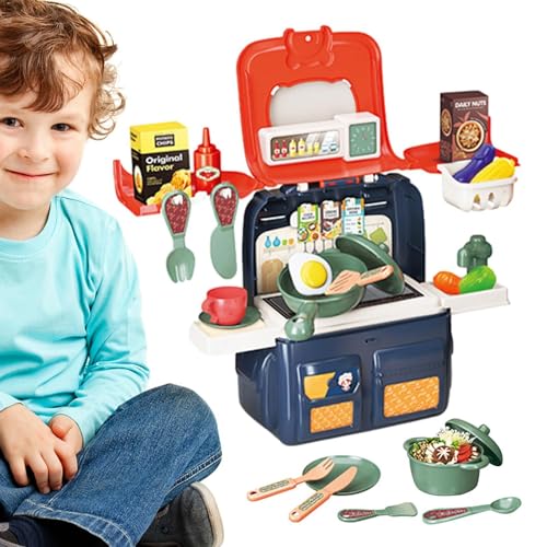 Täuschen Sie das Kochen von Lebensmitteln, Kleinkindspielzeugküche - Rucksackspielzeug täuscht Küchenset für Kinder | Realistisches tragbares Kleinkindspielset für 3-8 Mädchen Strumpf Stocker von Generisch