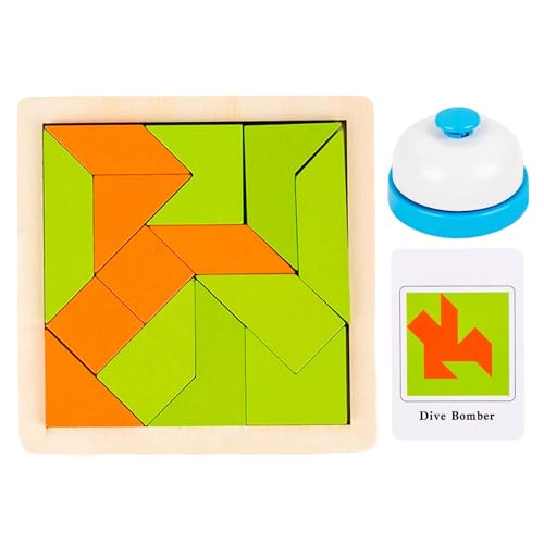 Tangram-Puzzle aus Holz, Tangram-Puzzles für Kinder | -Formmusterblöcke | Logik-IQ-Spiel, buntes Formmuster, STEM, Lernspielzeug, Geschenk von Generisch