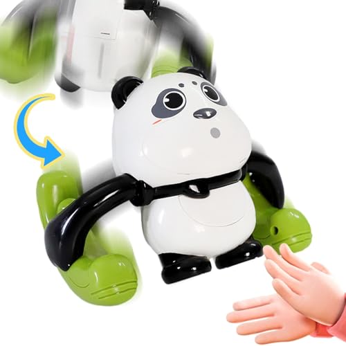 Tanzendes Laufspielzeug, leuchtendes Krabbelspielzeug,Krabbelnder, elektrisch taumelnder Panda | Elektrisches Flipping-Tanzspielzeug-Rolltier, 360-Grad-Rolltierspielzeug mit Licht und Musik für frühes von Generisch