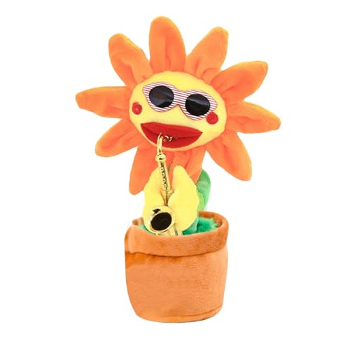 Tanzendes Sonnenblumenspielzeug, singende Sonnenblume Leuchtendes, sprechendes, Sich wiederholendes Saxophon-Stofftier,Lustiges Geschenk zum Singen und Tanzen mit 200 Liedern für Kinder ab 18 Monate von Generisch