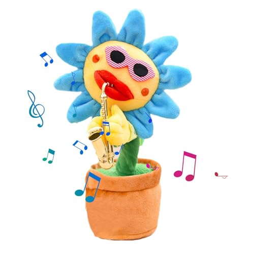 Tanzendes Sonnenblumenspielzeug, singende Sonnenblume Leuchtendes, sprechendes, Sich wiederholendes Saxophon-Stofftier,Lustiges Geschenk zum Singen und Tanzen mit 200 Liedern für Kinder ab 18 Monate von Generisch