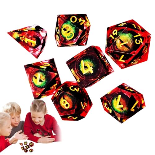 Taschen-Harz-Würfel-Set, polyedrisches Würfel-Set,Tischspiel Tiny Dice Set - Einzigartige Liquid-Core-Design-Rollenspiel-Tischspielwürfel für männliche und weibliche Gamer von Generisch