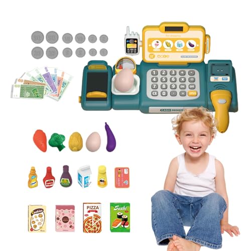 Taschenrechner-Registrierkassenspielzeug - Pretend Play Supermarkt-Shop-Spielzeug,37-teiliges Rollenspielspielzeug, Lernspielzeug-Spielset-Geschenk, entwickelt frühe Mathe-Lernfähigkeiten von Generisch