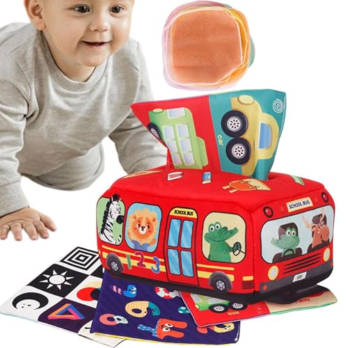 Taschentuchspielzeug für Babys,-Taschentuchbox-Spielzeug | Weiches -Taschentuchbox-Schal-Spielzeug - Kontrastreiches Spielzeug mit Knisterpapier, Taschentuchbox für Babys, Spielzeug für frühes Lernen von Generisch