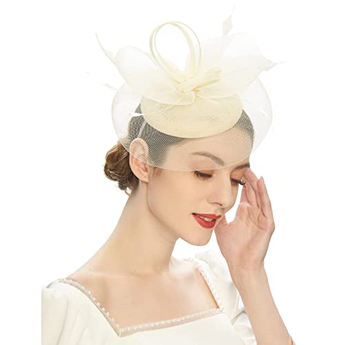 Tea Party Fascinator Kentuckys Derbys Hut Fascinator Pillbox Hut Stirnband für Sound Village Stirnband (Khaki, Einheitsgröße) von Generisch