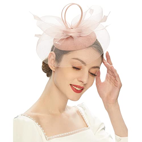 Tea Party Fascinator Kentuckys Derbys Hut Fascinator Pillbox Hut Stirnband für Sound Village Stirnband (Rosa, Einheitsgröße) von Generisch