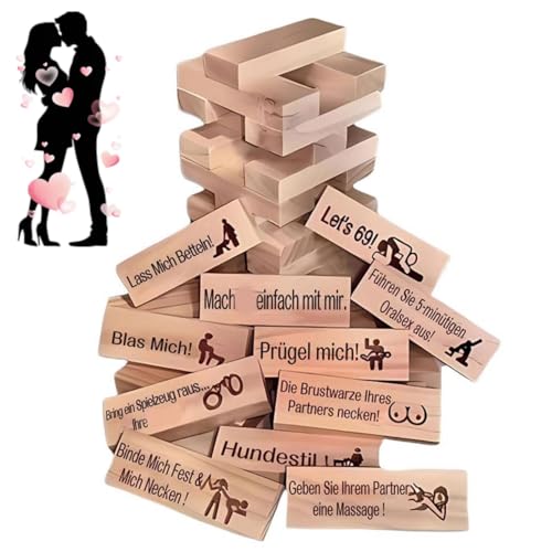 The Lust Tower, Lust Tower, Blocks Games for Couples, 48Pcs Super Naughty Block Tower Game, Valentine Tumbling Tower Stacking Blocks Game, Stacking Wooden Block Game for Couples von Generisch