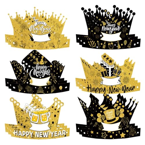 Tiara für | Schwarze und goldene Tiara | Kinderpartyhüte | Neujahrshüte für Kinder, Partykronen für Erwachsene 25x15,5x0,2cm/9,84x6,1x0,08 Zoll für Mädchen Baby von Generisch