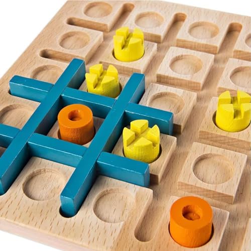 Tic-Tac-Two Brettspiel, Strategiebasiertes Brettspiel, Holz Logisches Gedankenspielzeug, Tic-Tac-Toe-Spiel, Pädagogisches Puzzle-Spielzeug, lustiges Brettspiel Fidget Toys für Jungen und Mädchen von Generisch