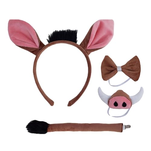 Tier-Cosplay-Kostüm, Tierkostüm-Zubehör | Dress up Halloween Warthogs Cosplay Kit - Kostümset mit realistischem Design für Cosplay-Partys, Halloween-Kostümpartys und Bühnenauftritte von Generisch